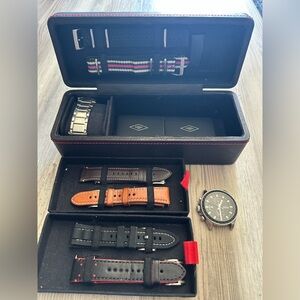 Fossil Men's Watch Travel Case with Black, Brown, Tan & Silver Straps